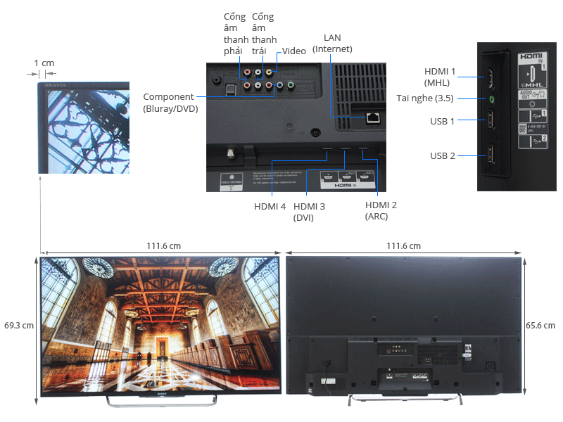 Internet Tivi 3D LED Sony KDL-50W800B 50 inch - giá tốt, có trả góp