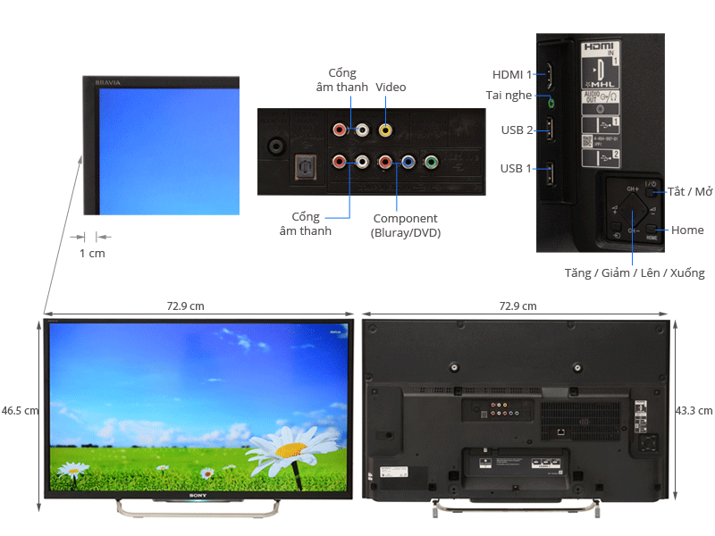 Internet Tivi LED Sony KDL-32W700B 32 inch giá tốt, có trả góp