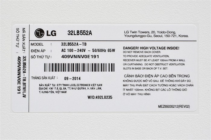 Tivi LED LG 32LB552A 32 inch Màu Trắng