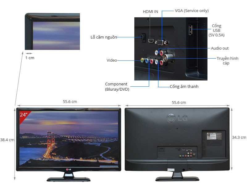 Tivi LED LG 24LB450A 24 inch