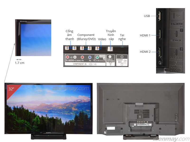 Tivi LED Sony KDL-32R410B 32 inch - giá tốt, có trả góp