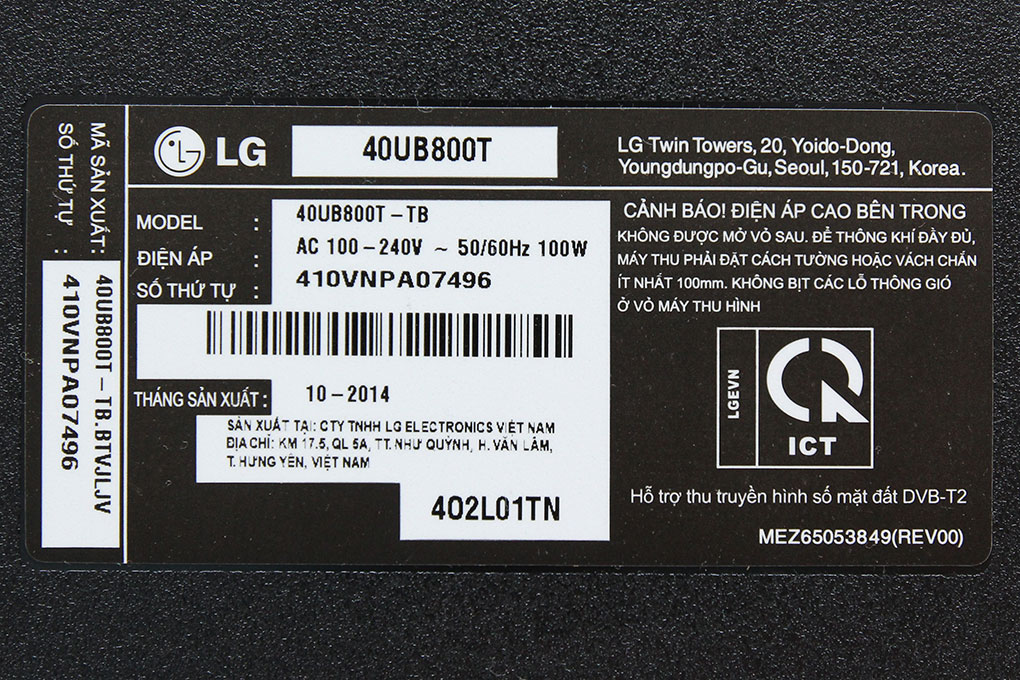 Smart Tivi LED LG 40UB800T 40 inch Màu Đen