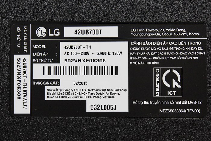 Smart Tivi LG 42 inch 42UB700T Màu Xám