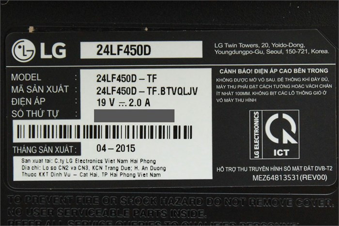 Tivi LG 24 inch 24LF450D Màu Đen