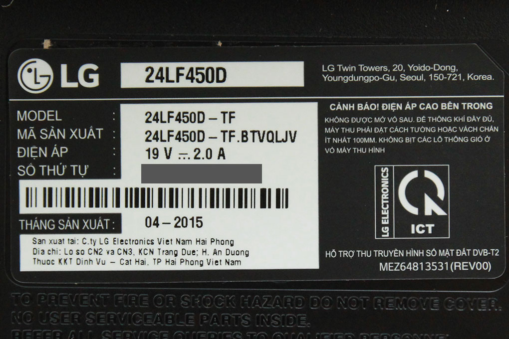 Tivi LG 24 inch 24LF450D Màu Đen