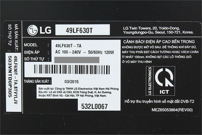 Smart Tivi LG 49 inch 49LF630T Màu Đen
