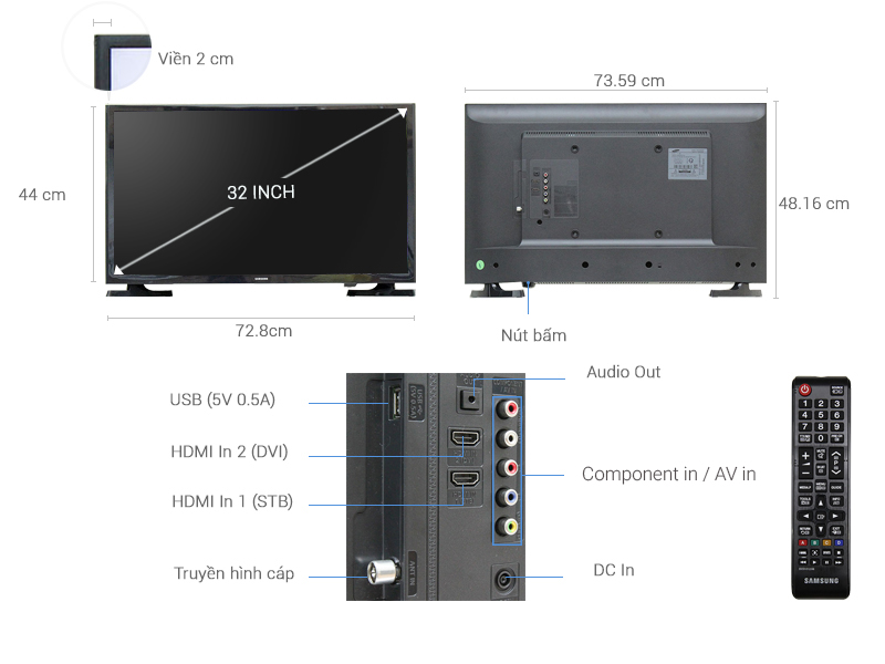 Thông số kỹ thuật Tivi Samsung 32 inch UA32J4003