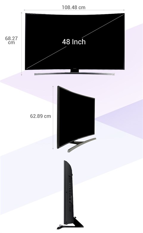 Smart Tivi Cong 48 inch Samsung UA48JU6600 - Kích thước tivi