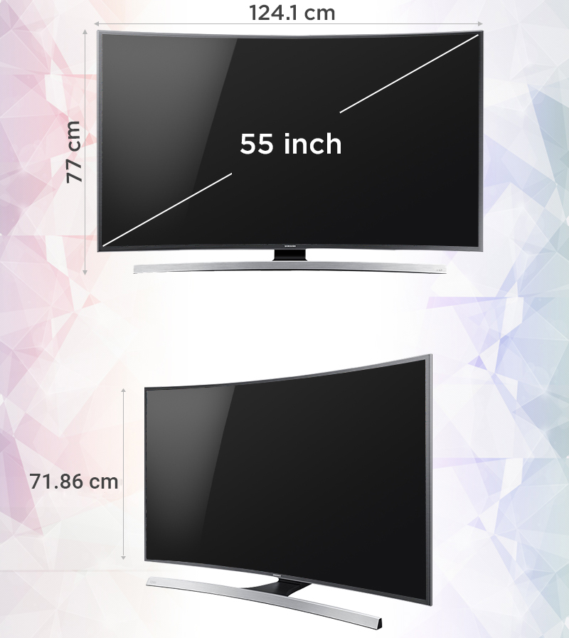Smart Tivi Cong Samsung 55 inch UA55JU6600 - Kích thước TV