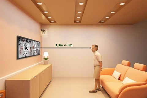 3.3m-5m sẽ là khoảng cách phù hợp để xem tivi