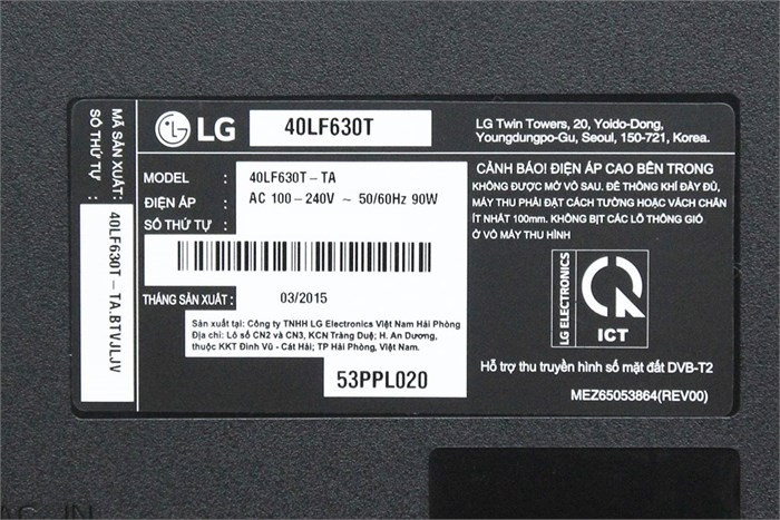 Smart Tivi LG 40 inch 40LF630T Màu Đen