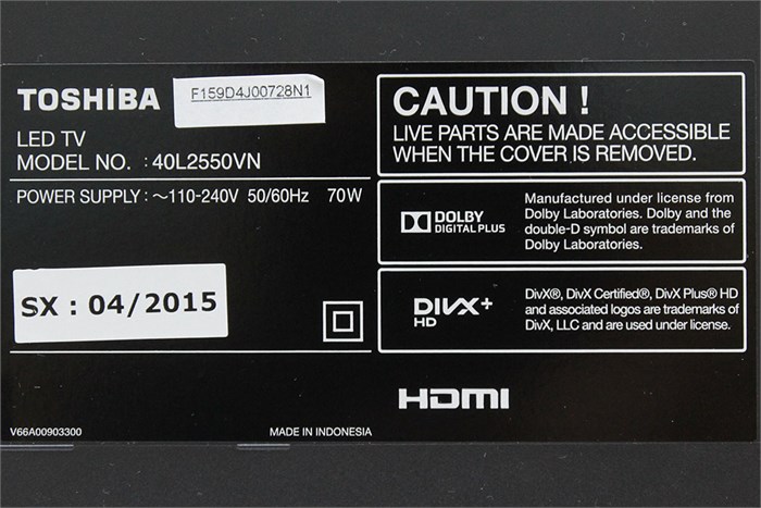 Tivi Toshiba 40 inch 40L2550 Màu Đen