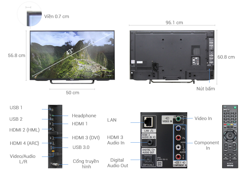 Android Tivi Sony 43 inch KD-43X8300C