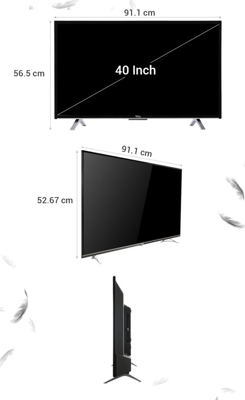 Internet tivi TCL 40 inch L40D2780 - Kích thước tivi