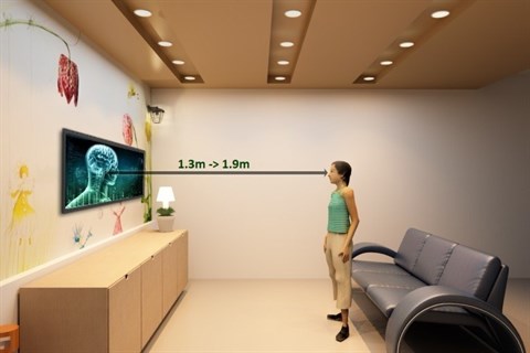 Khoảng cách phù hợp là từ 1.3 - 1.9m