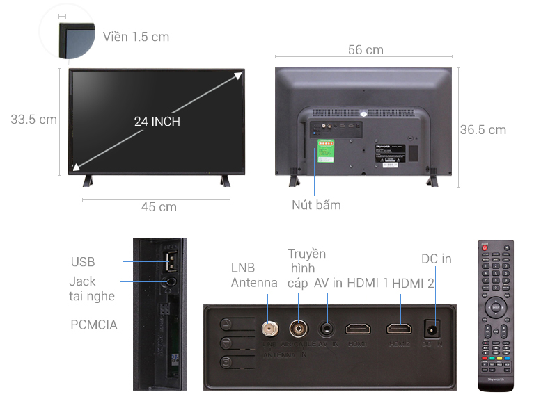 Tivi Skyworth 24 inch 24E510