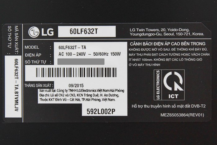 Smart Tivi LG 60 inch 60LF632T Màu Đen