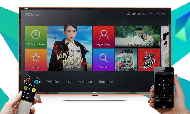 Smart Tivi Zing TCL 40 inch L40Z1 - Điều khiển tivi bằng điện thoại, máy tính bảng qua ứng dụng TCL nScreen Smart Tivi Zing TCL 40 inch L40Z1 - Điều khiển tivi bằng điện thoại, máy tính bảng qua ứng dụng TCL nScreen