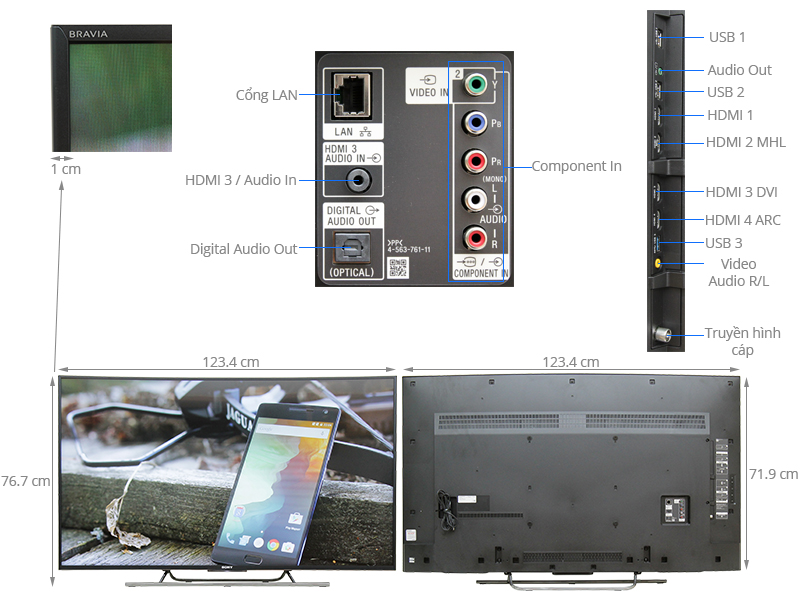 Android Tivi Cong Sony 55 inch KD-55S8500C