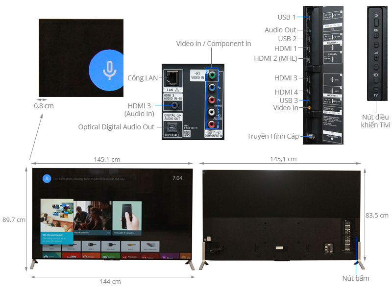 Android Tivi Sony 65 inch KD- 65X9000C