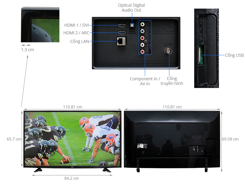 Thông số kỹ thuật Smart Tivi LG 49 inch 49UF640T