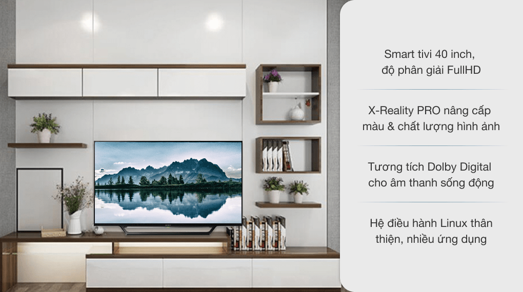 Smart Tivi Sony 40 inch giá tốt: Smart Tivi Sony 40 inch giá tốt mang đến cho bạn những trải nghiệm giải trí tuyệt vời, với hệ điều hành thông minh và các ứng dụng giải trí phổ biến. Với kích thước phổ thông 40 inch, khách hàng dể dàng lựa chọn và bố trí trong ngôi nhà của mình. Sản phẩm đảm bảo chất lượng, cùng mức giá hấp dẫn, chắc chắn sẽ là lựa chọn tiết kiệm cho bạn.
