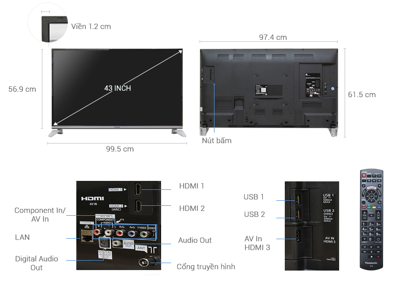 Thông số kỹ thuật Smart Tivi Panasonic 43 inch TH-43DS600V