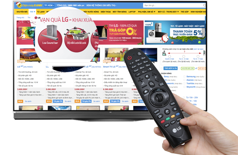 Smart Tivi OLED LG 65 inch OLED65E6T - Magic remote đi kèm tivi