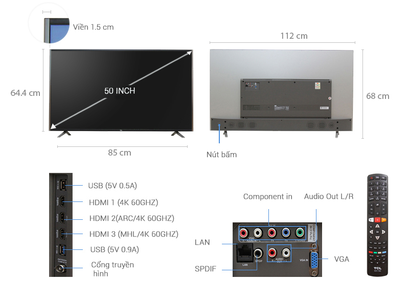 Smart Tivi TCL 4K 50 inch L50C1-UF