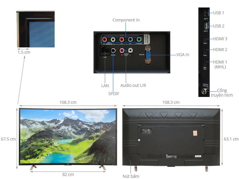 Thông số kỹ thuật Smart Tivi Cong TCL 48 inch L48P1-CF
