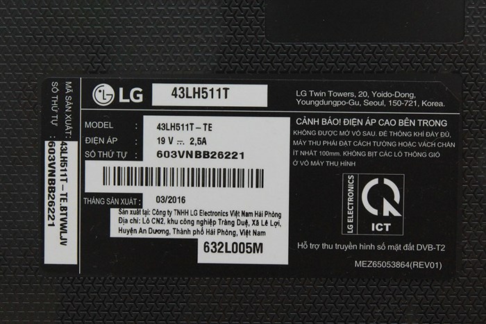 Tivi LG 43 inch 43LH511T Màu Đen