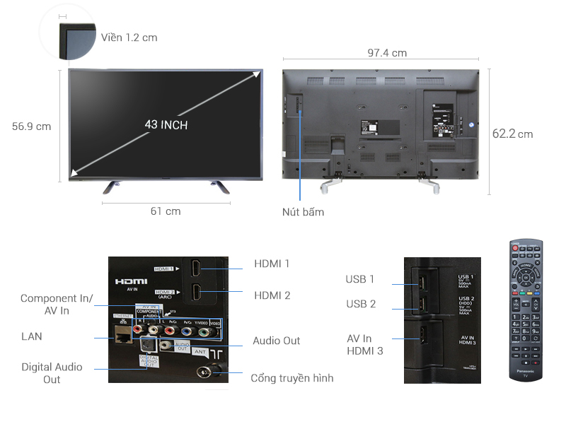 Thông số kỹ thuật Smart Tivi Panasonic 43 inch TH-43CS600V
