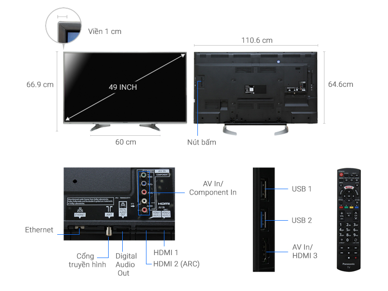 Thông số kỹ thuật Smart Tivi Panasonic 4K 49 inch TH-49DX650V