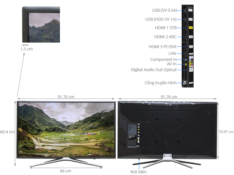 Thông số kỹ thuật Smart Tivi Samsung 40 inch UA40K5500