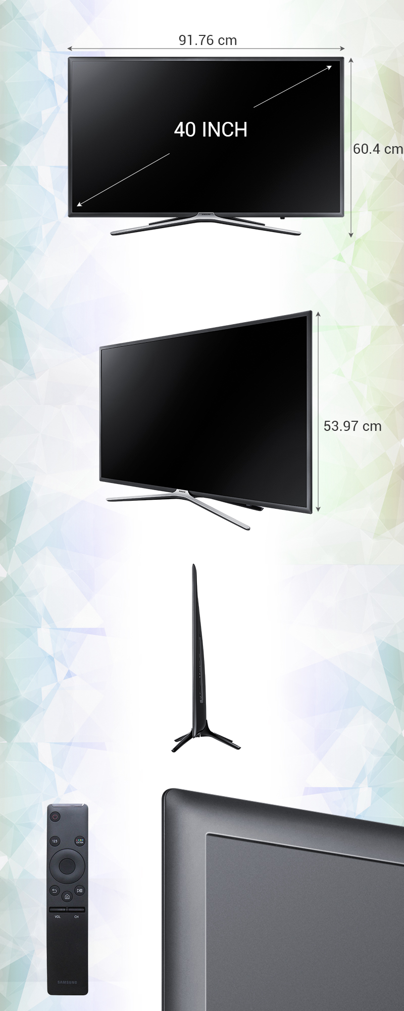 Smart Tivi Samsung 40 inch UA40K5500 - Kích thước TV