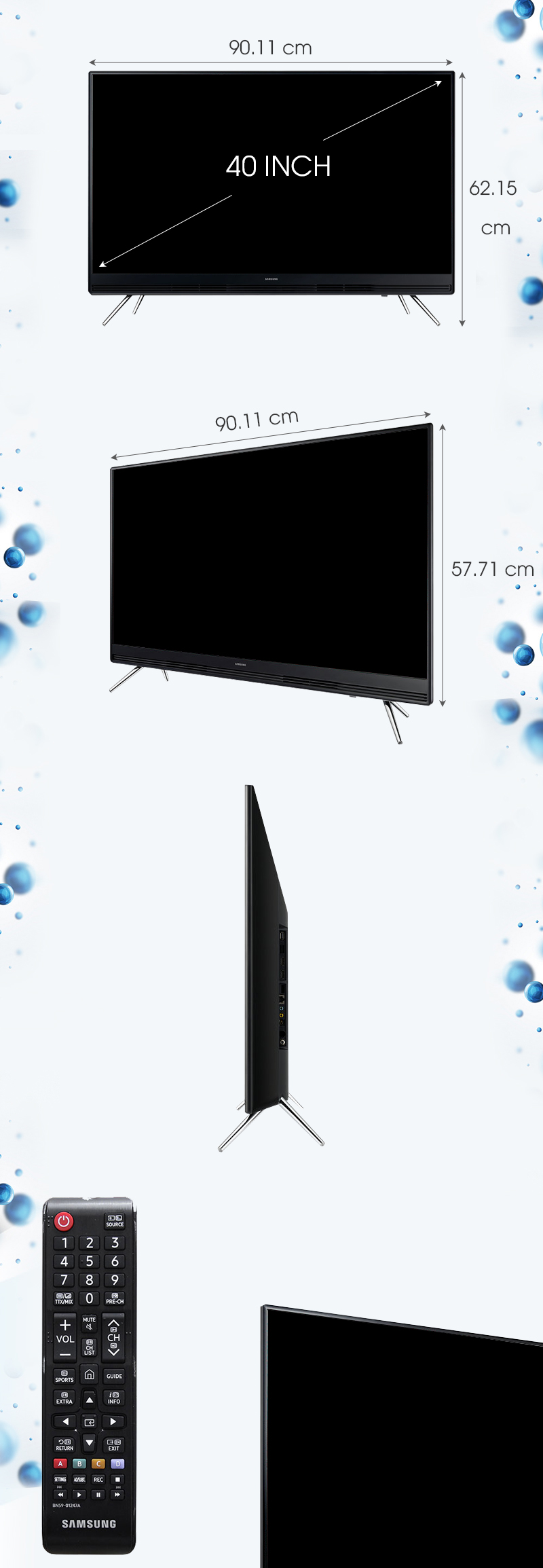 Smart Tivi Samsung 40 inch UA40K5300 - Kích thước tivi