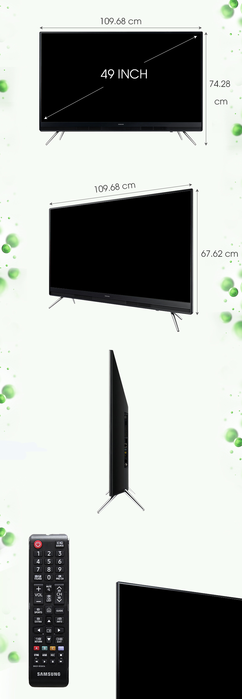 Smart Tivi Samsung 49 inch UA49K5300 - Kích thước tivi Smart Tivi Samsung 49 inch UA49K5300 - Kích thước tivi