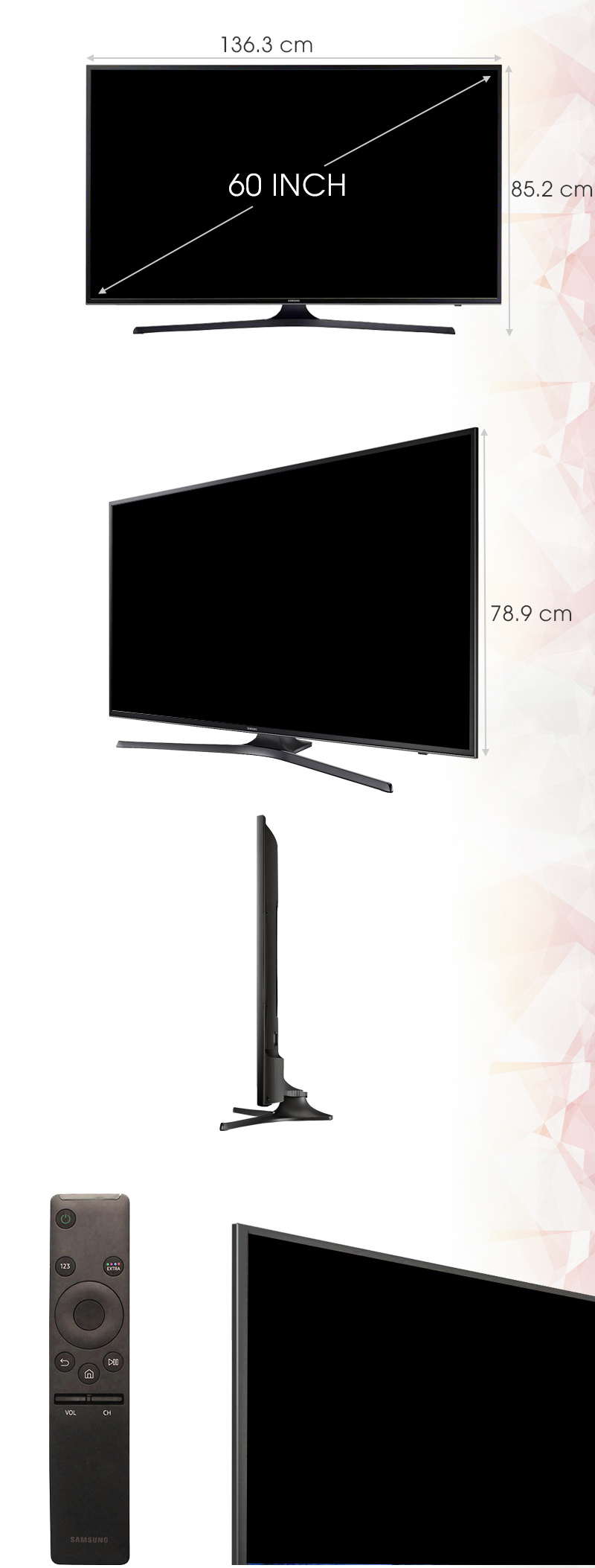 Smart Tivi Samsung 60 inch UA60KU6000 - Kích thước tivi Smart Tivi Samsung 60 inch UA60KU6000 - Kích thước tivi