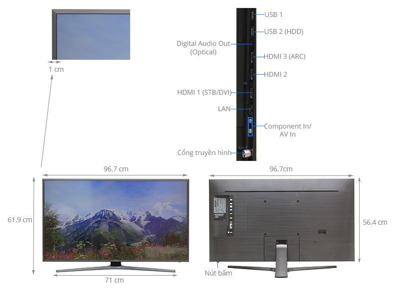 Thông số kỹ thuật Smart Tivi Samsung 43 inch UA43KU6400