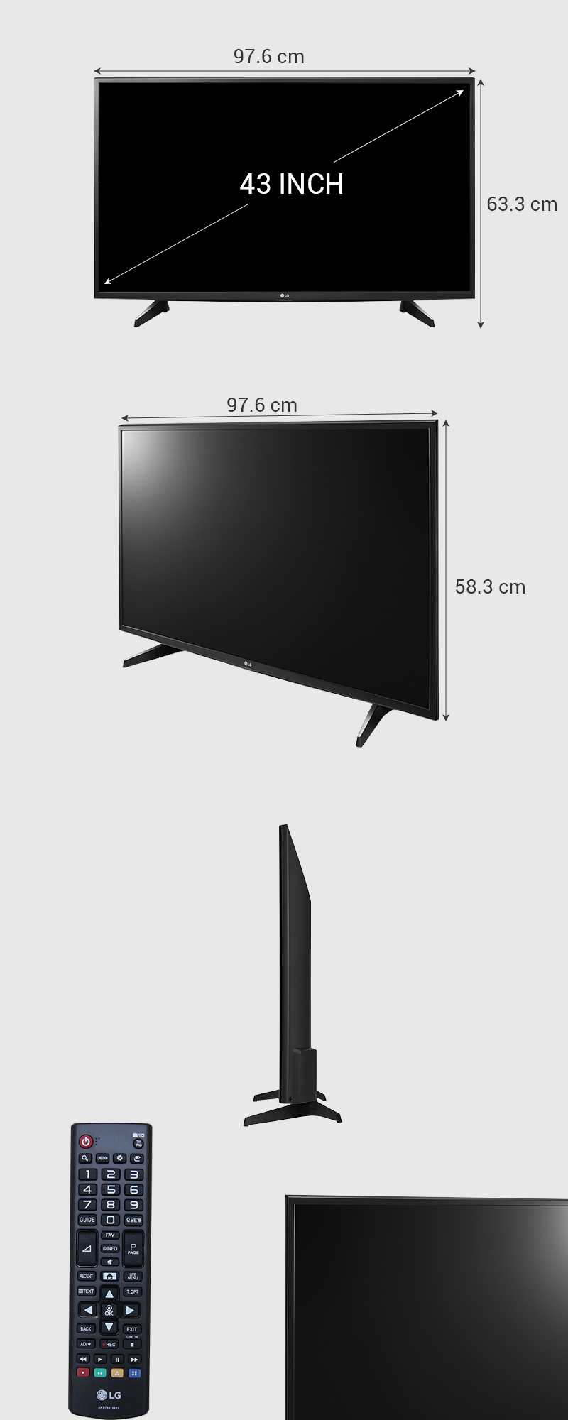 Smart Tivi LG 43 inch 43UH610T - Kích thước