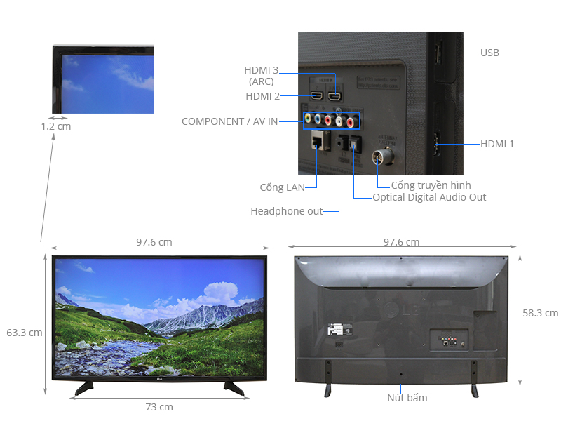 Thông số kỹ thuật Smart Tivi LG 43 inch 43UH617T