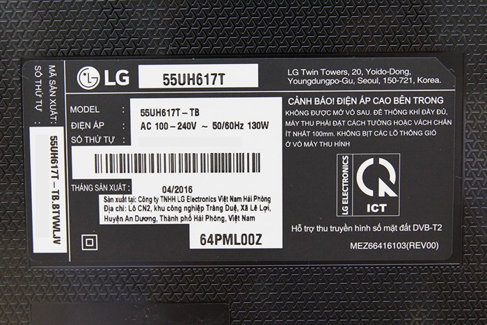 Smart Tivi LG 4K 55 inch 55UH617T Màu Đen