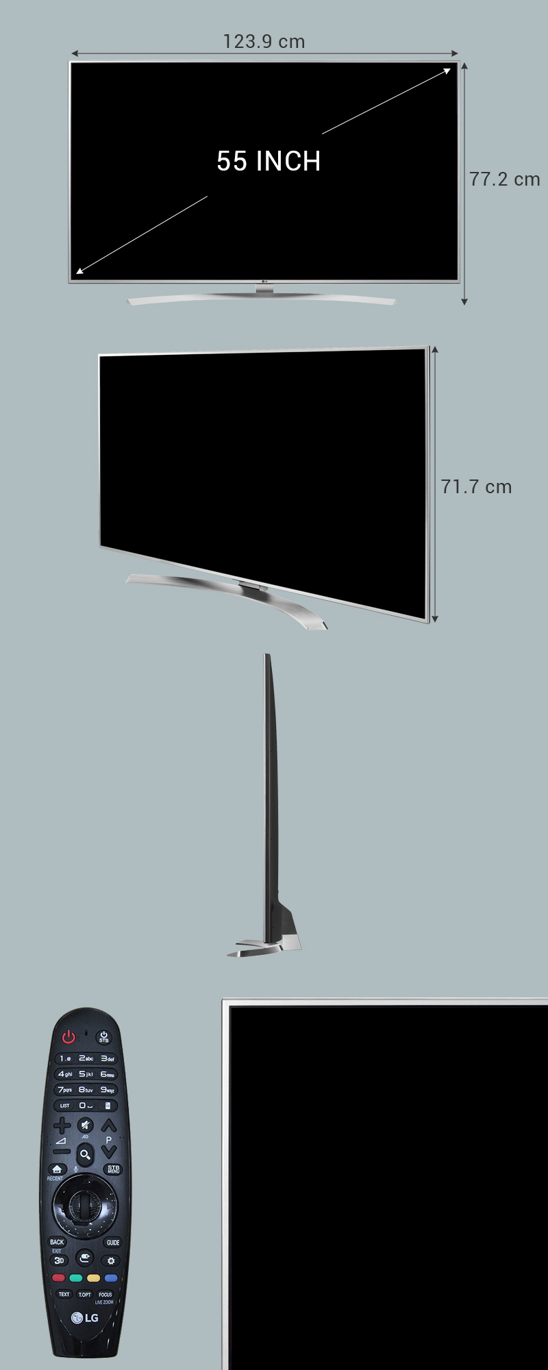 Smart Tivi LG 55 inch 55UH770T - Kích thước tivi Smart Tivi LG 55 inch 55UH770T - Kích thước tivi