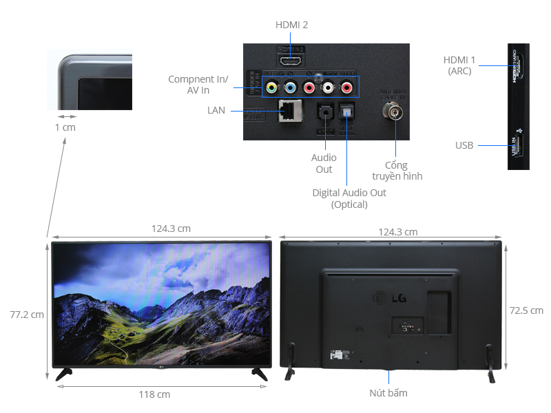 Thông số kỹ thuật Smart Tivi LG 55 inch 55LH575T