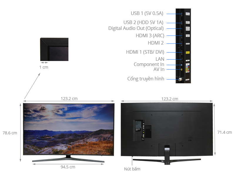 Thông số kỹ thuật Smart Tivi Cong Samsung 55 inch UA55KU6500