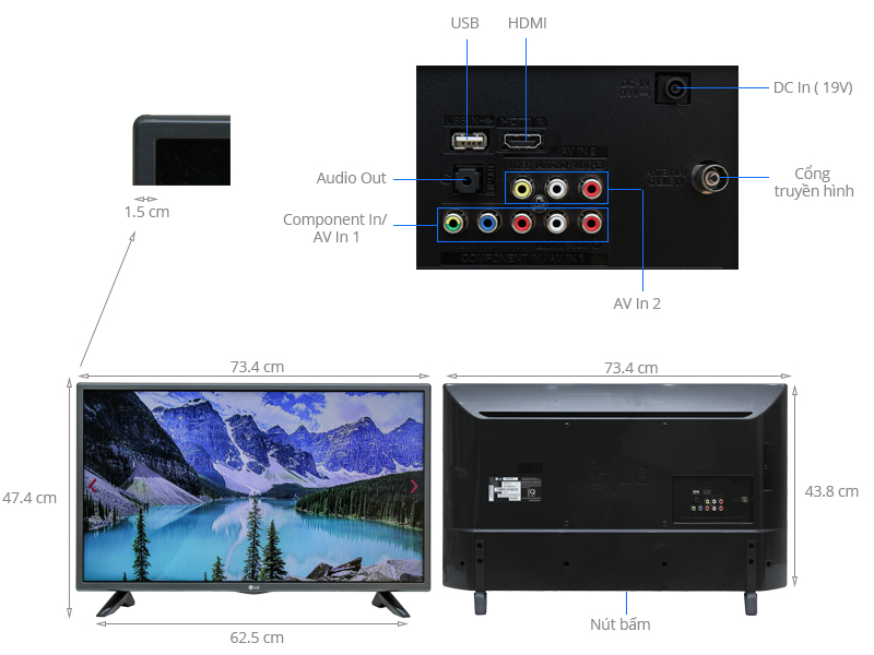 Thông số kỹ thuật Tivi LG 32 inch 32LH512D