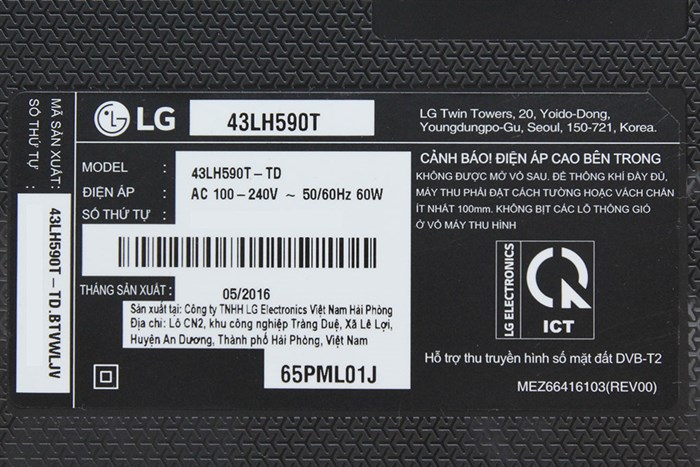 Smart Tivi LG 43 inch 43LH590T Màu Đen