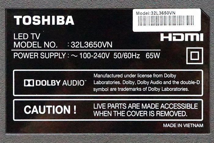 Tivi Toshiba 32 inch 32L3650 Màu Đen