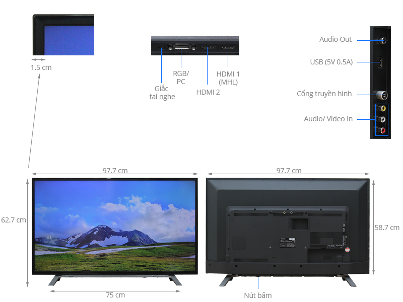 Thông số kỹ thuật Tivi Toshiba 43 inch 43L3650