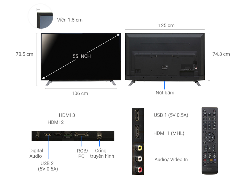 Tivi Toshiba 55 inch 55L3650